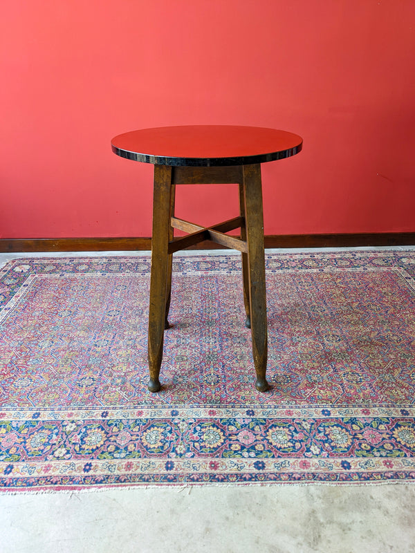 Vintage Gaskell & Chambers Red Formica Top Circular Pub Table