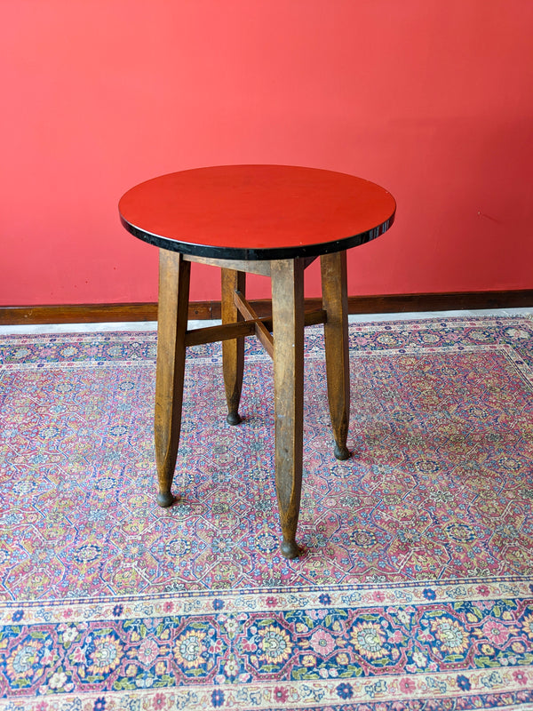 Vintage Gaskell & Chambers Red Formica Top Circular Pub Table