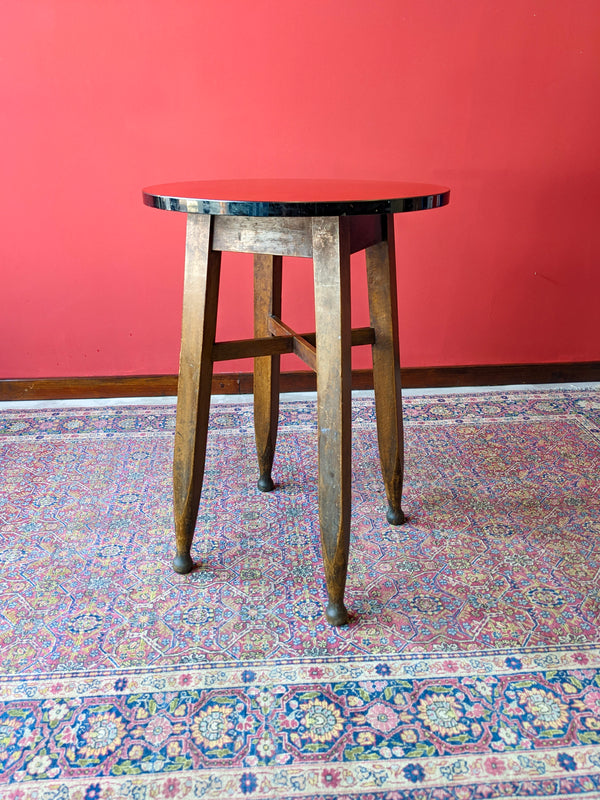 Vintage Gaskell & Chambers Red Formica Top Circular Pub Table