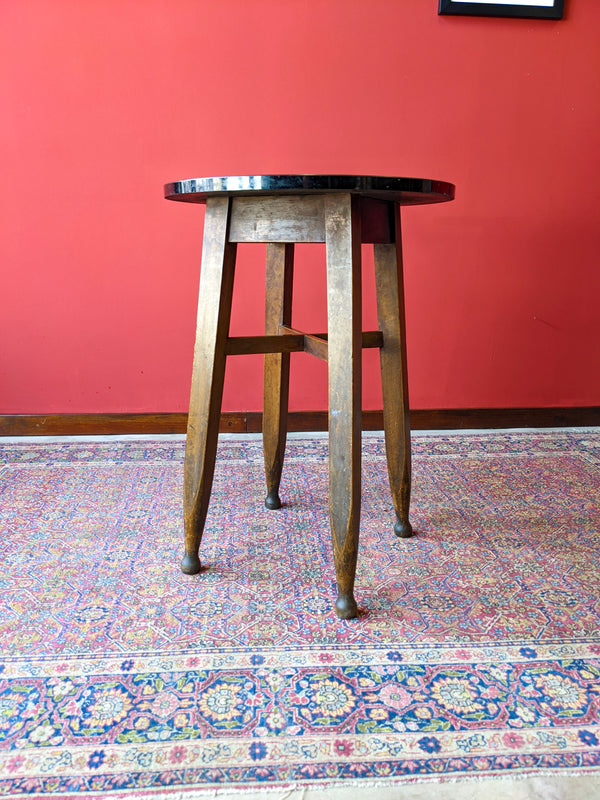 Vintage Gaskell & Chambers Red Formica Top Circular Pub Table