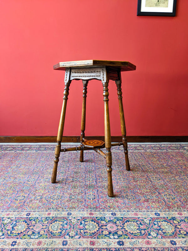 Antique Inlaid Octagonal Parquetry Side Table