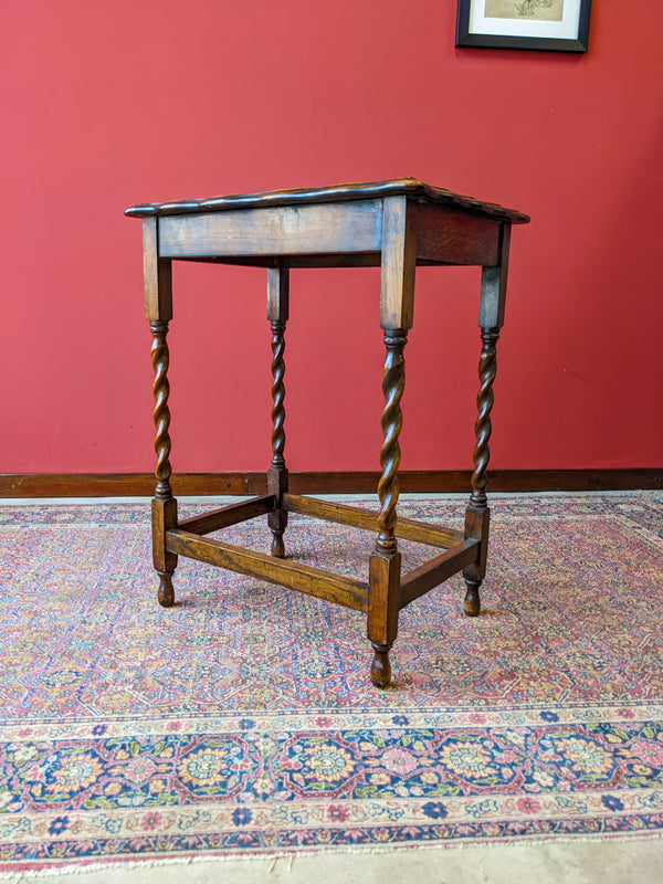 Antique Oak Barley Twist Rectangular Side Table / Occasional Table