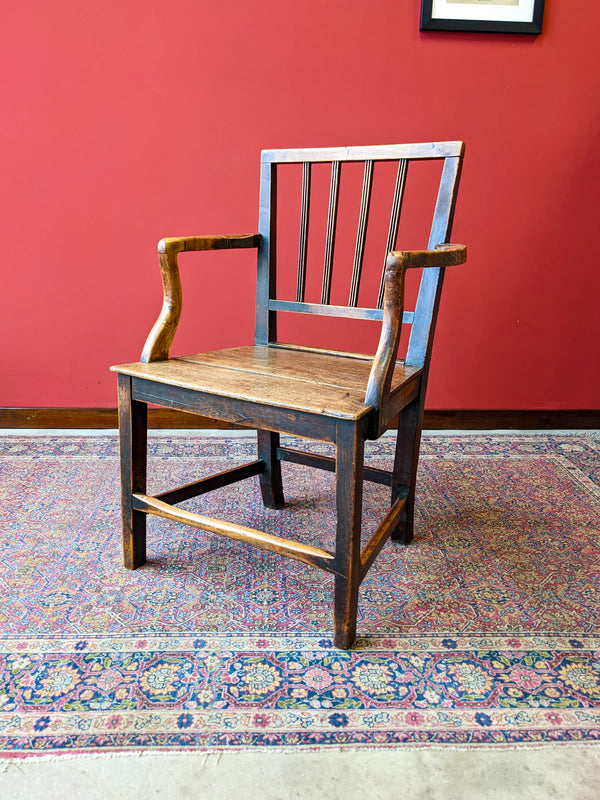 Antique Georgian Elm Armchair / Elbow Chair / Desk Chair