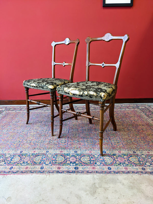 Antique Pair of 19th Century Inlaid Mahogany Parlour Chairs / Side Chairs