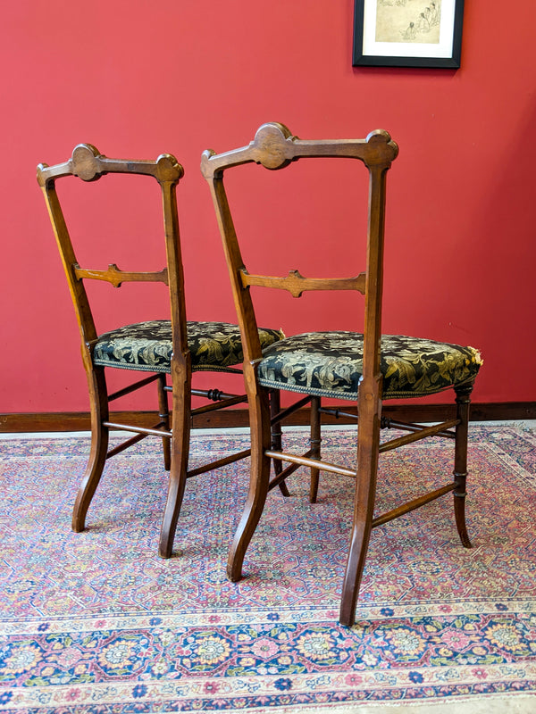 Antique Pair of 19th Century Inlaid Mahogany Parlour Chairs / Side Chairs