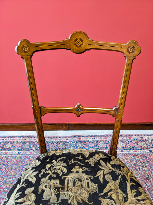 Antique Pair of 19th Century Inlaid Mahogany Parlour Chairs / Side Chairs