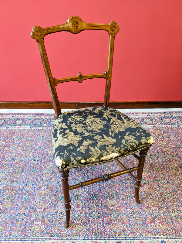 Antique Pair of 19th Century Inlaid Mahogany Parlour Chairs / Side Chairs