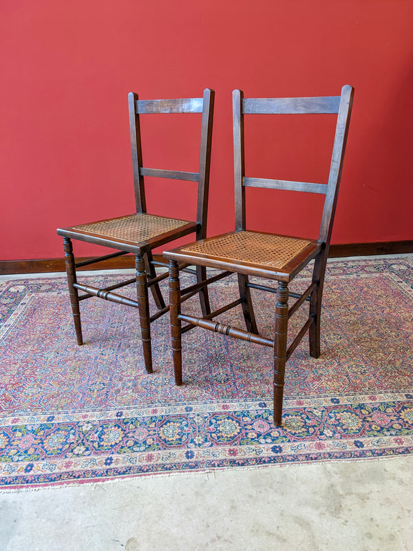Pair of Antique Cane Seat Side Chairs