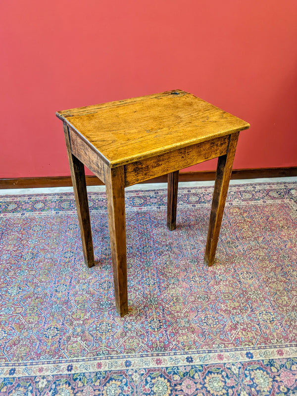 Vintage Oak Small Writing Desk / School Desk with Storage