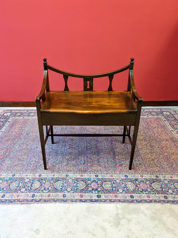 Antique Mahogany Arts & Crafts Storage Box Stool / Hall Seat