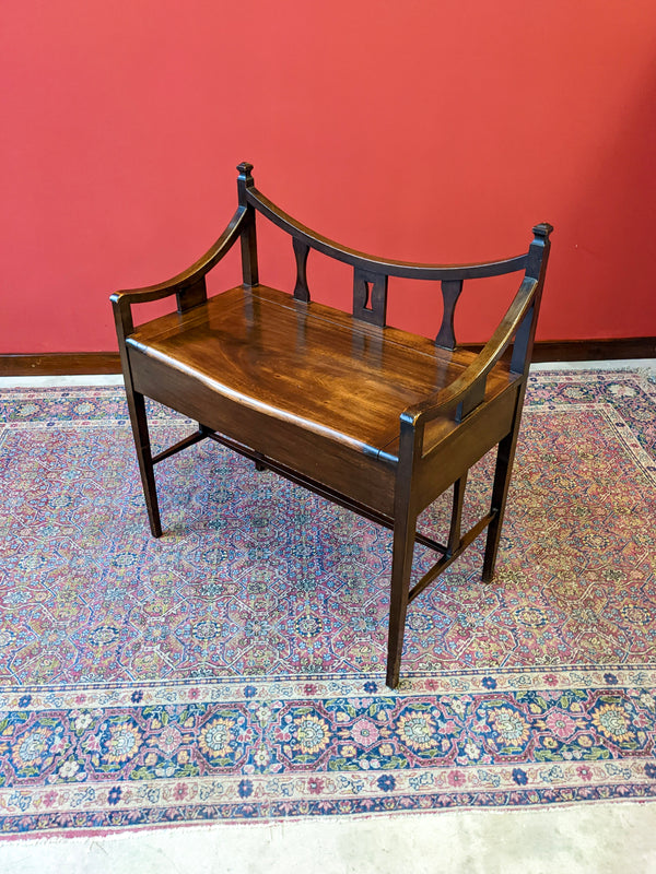 Antique Mahogany Arts & Crafts Storage Box Stool / Hall Seat