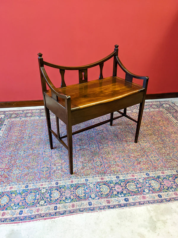 Antique Mahogany Arts & Crafts Storage Box Stool / Hall Seat