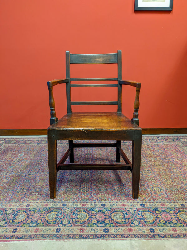 Antique Georgian Elm Side Chair / Elbow Chair