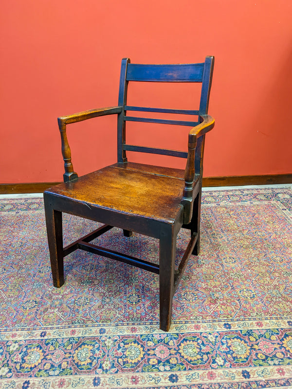 Antique Georgian Elm Side Chair / Elbow Chair