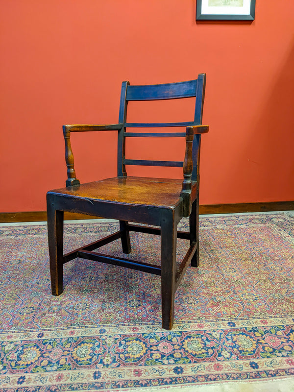 Antique Georgian Elm Side Chair / Elbow Chair
