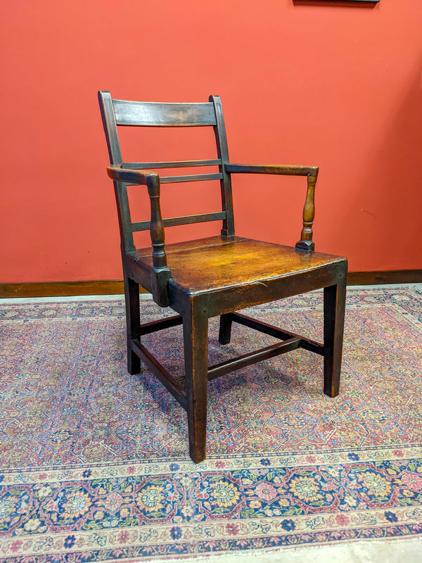 Antique Georgian Elm Side Chair / Elbow Chair