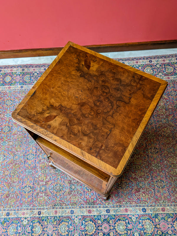 Antique Art Deco Walnut Bedside Cabinet