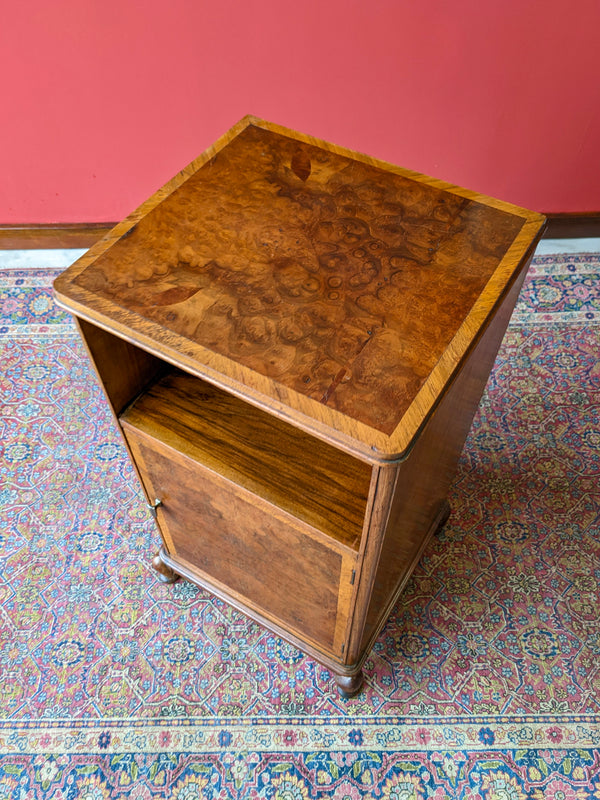 Antique Art Deco Walnut Bedside Cabinet