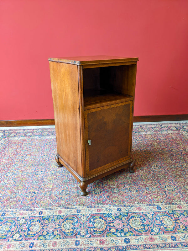 Antique Art Deco Walnut Bedside Cabinet