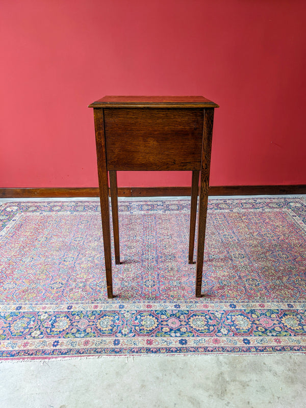 Antique Edwardian Oak Raised Box Side Table / Bedside