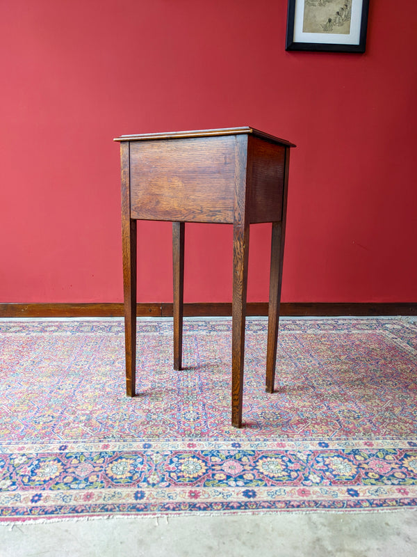 Antique Edwardian Oak Raised Box Side Table / Bedside