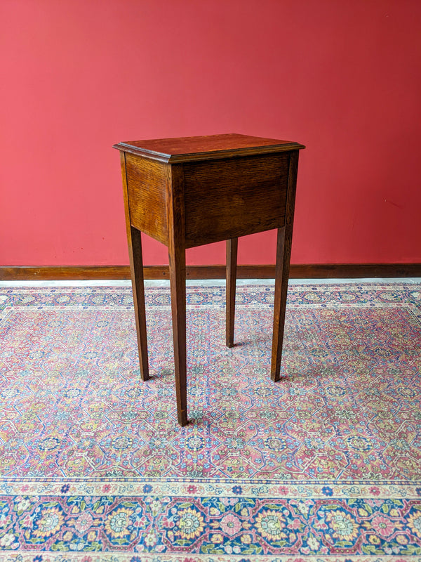 Antique Edwardian Oak Raised Box Side Table / Bedside