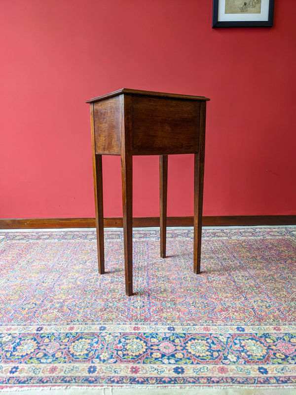 Antique Edwardian Oak Raised Box Side Table / Bedside