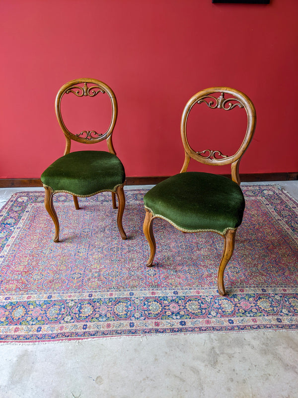 Pair of Antique 19th Century Walnut Parlour Chairs / Side Chairs