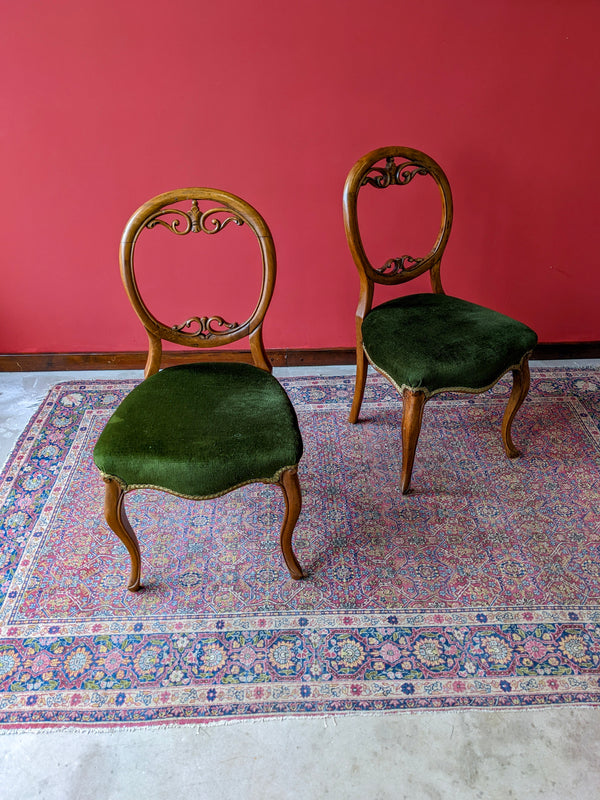 Pair of Antique 19th Century Walnut Parlour Chairs / Side Chairs