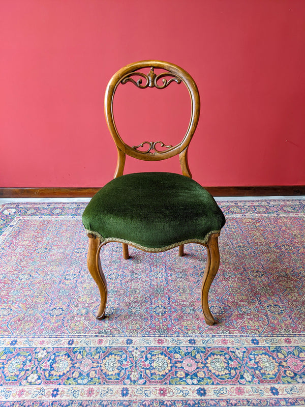 Pair of Antique 19th Century Walnut Parlour Chairs / Side Chairs