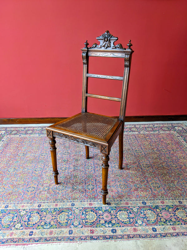 Antique Victorian Carved Mahogany Cane Seat Side Chair