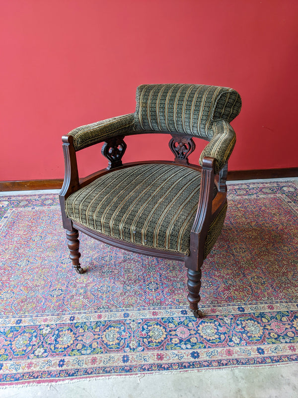 Antique Art Nouveau Mahogany Tub Chair Armchair