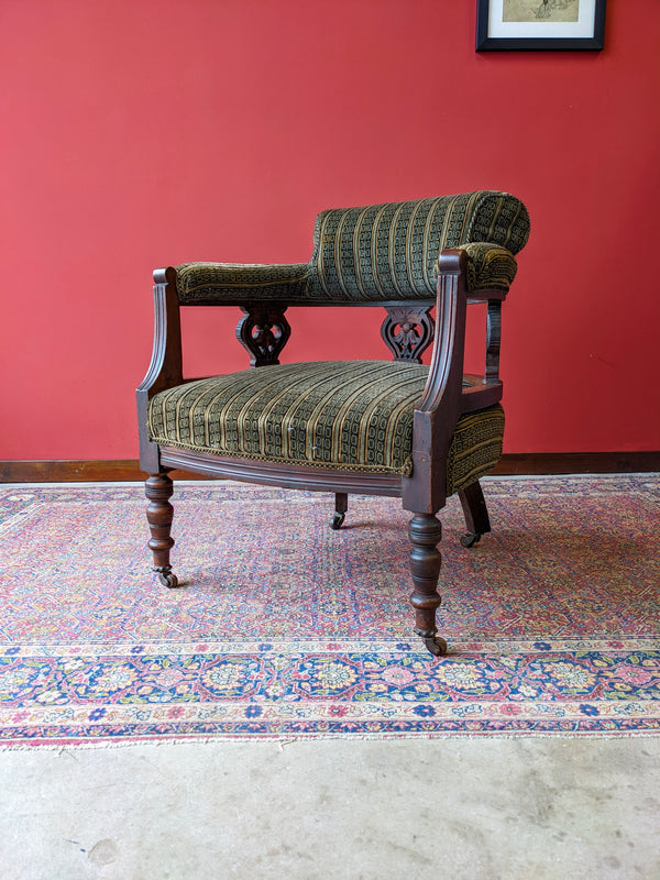 Antique Art Nouveau Mahogany Tub Chair Armchair