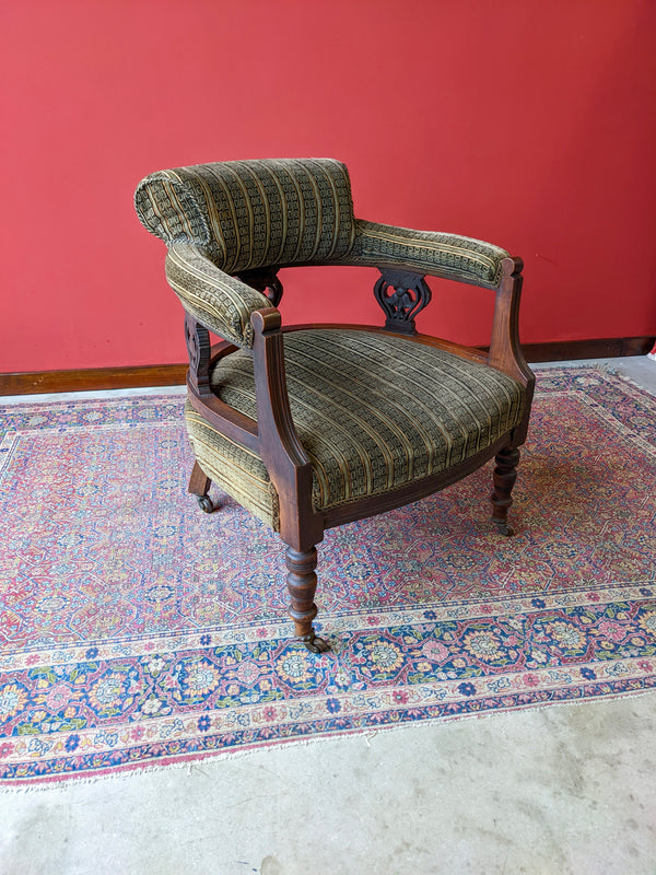 Antique Art Nouveau Mahogany Tub Chair Armchair