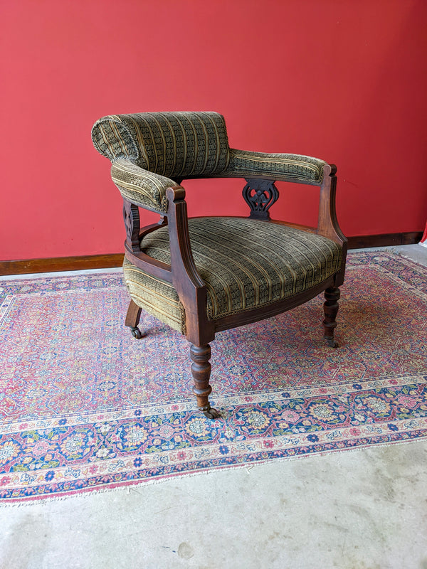 Antique Art Nouveau Mahogany Tub Chair Armchair