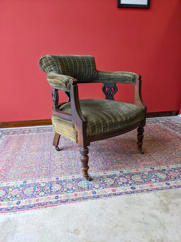 Antique Art Nouveau Mahogany Tub Chair Armchair