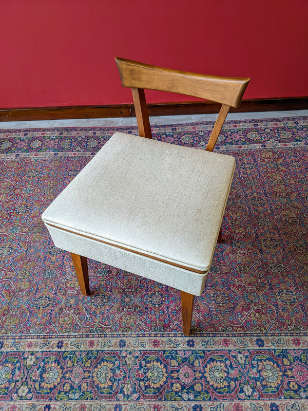 Mid Century Modern Teak Sewing Box Chair with Storage