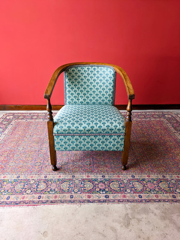 Antique Art Deco Upholstered Mahogany Armchair