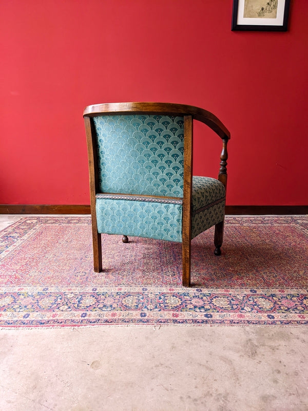 Antique Art Deco Upholstered Mahogany Armchair