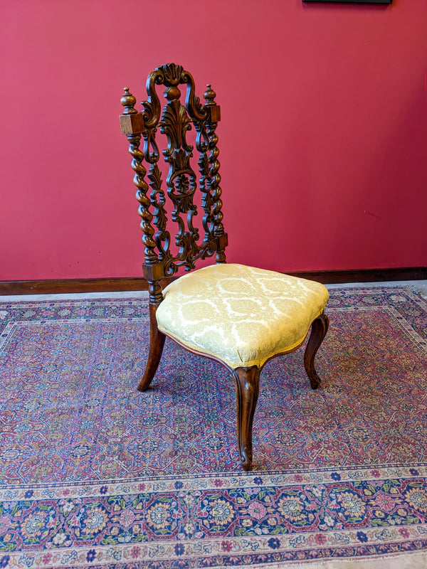 Antique 19th Century Carved Walnut Hall Chair