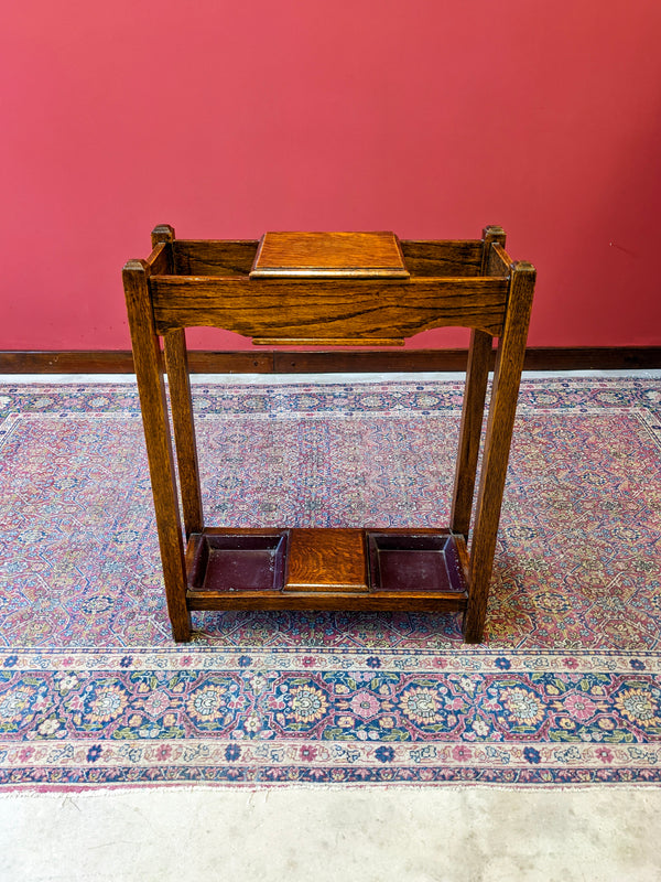 Antique Edwardian Oak Stick Stand / Hall Stand