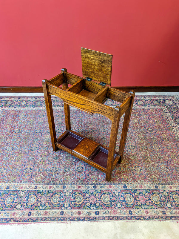 Antique Edwardian Oak Stick Stand / Hall Stand