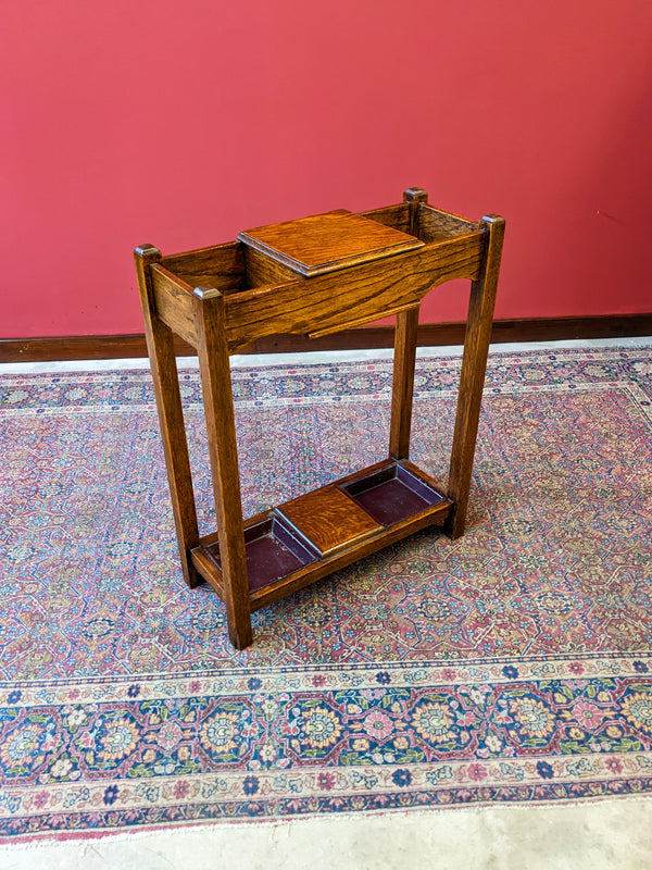 Antique Edwardian Oak Stick Stand / Hall Stand