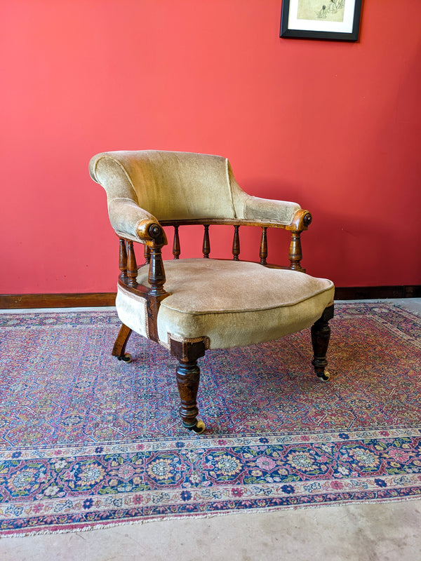 Antique Victorian Mahogany Armchair / Tub Chair