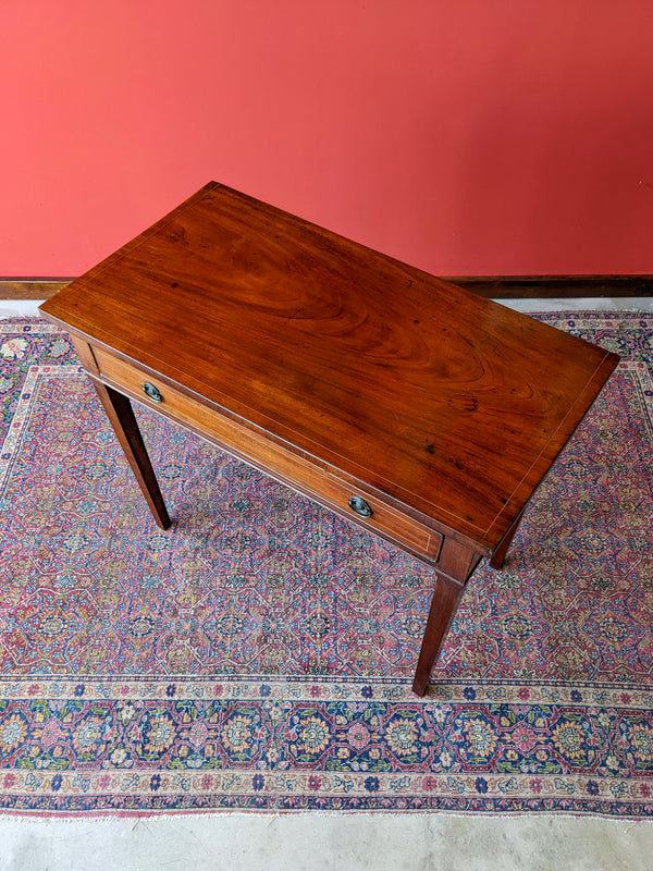 Antique Georgian Mahogany Side Table with Single Drawer / Small Desk / Hall Table