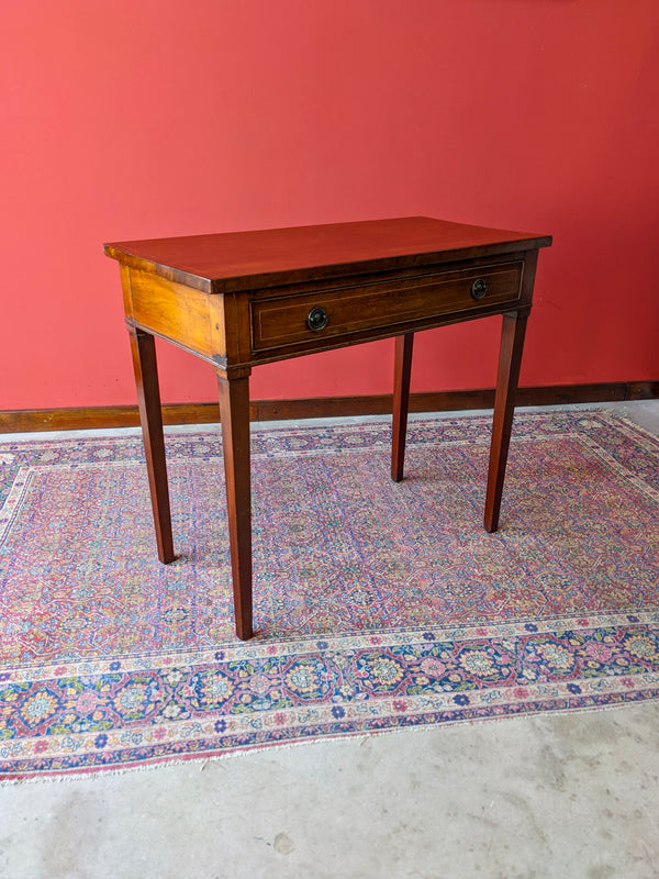 Antique Georgian Mahogany Side Table with Single Drawer / Small Desk / Hall Table