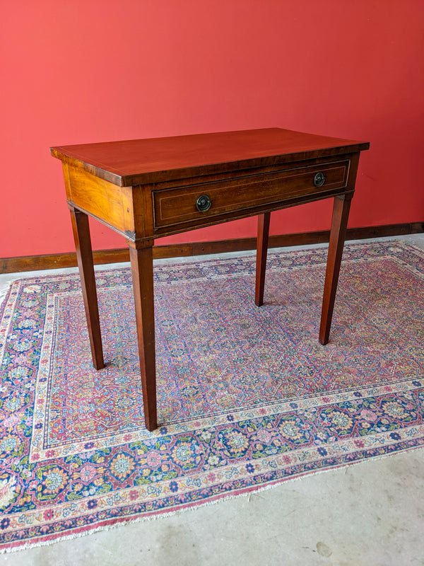 Antique Georgian Mahogany Side Table with Single Drawer / Small Desk / Hall Table