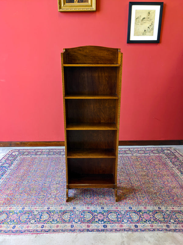 Antique Edwardian Mahogany Slim Narrow Open Bookcase Shelf