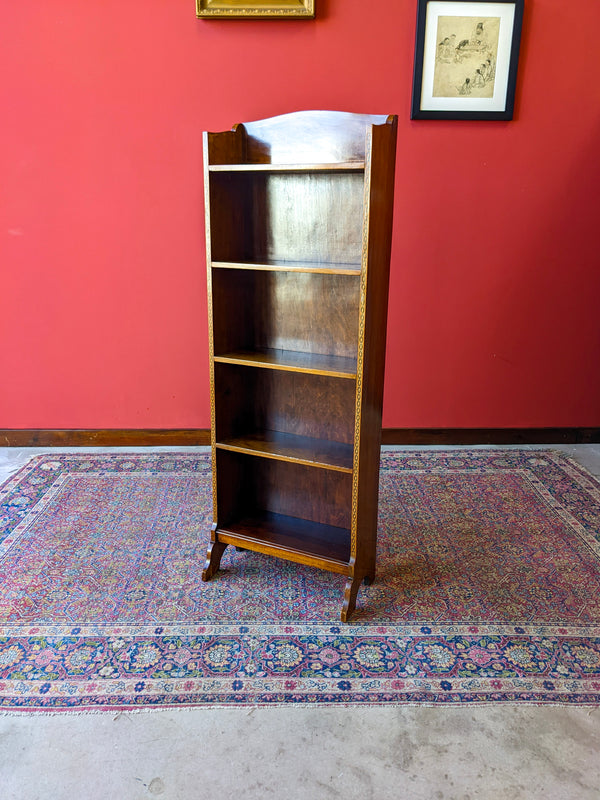 Antique Edwardian Mahogany Slim Narrow Open Bookcase Shelf