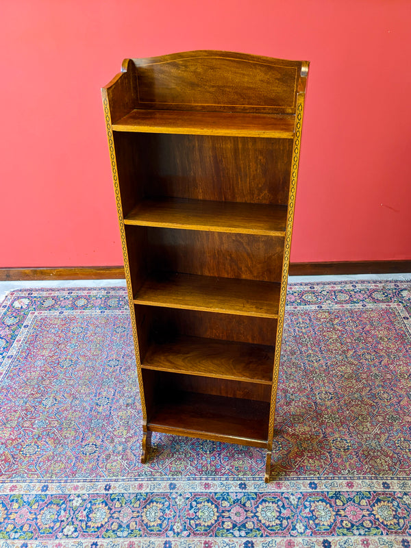Antique Edwardian Mahogany Slim Narrow Open Bookcase Shelf